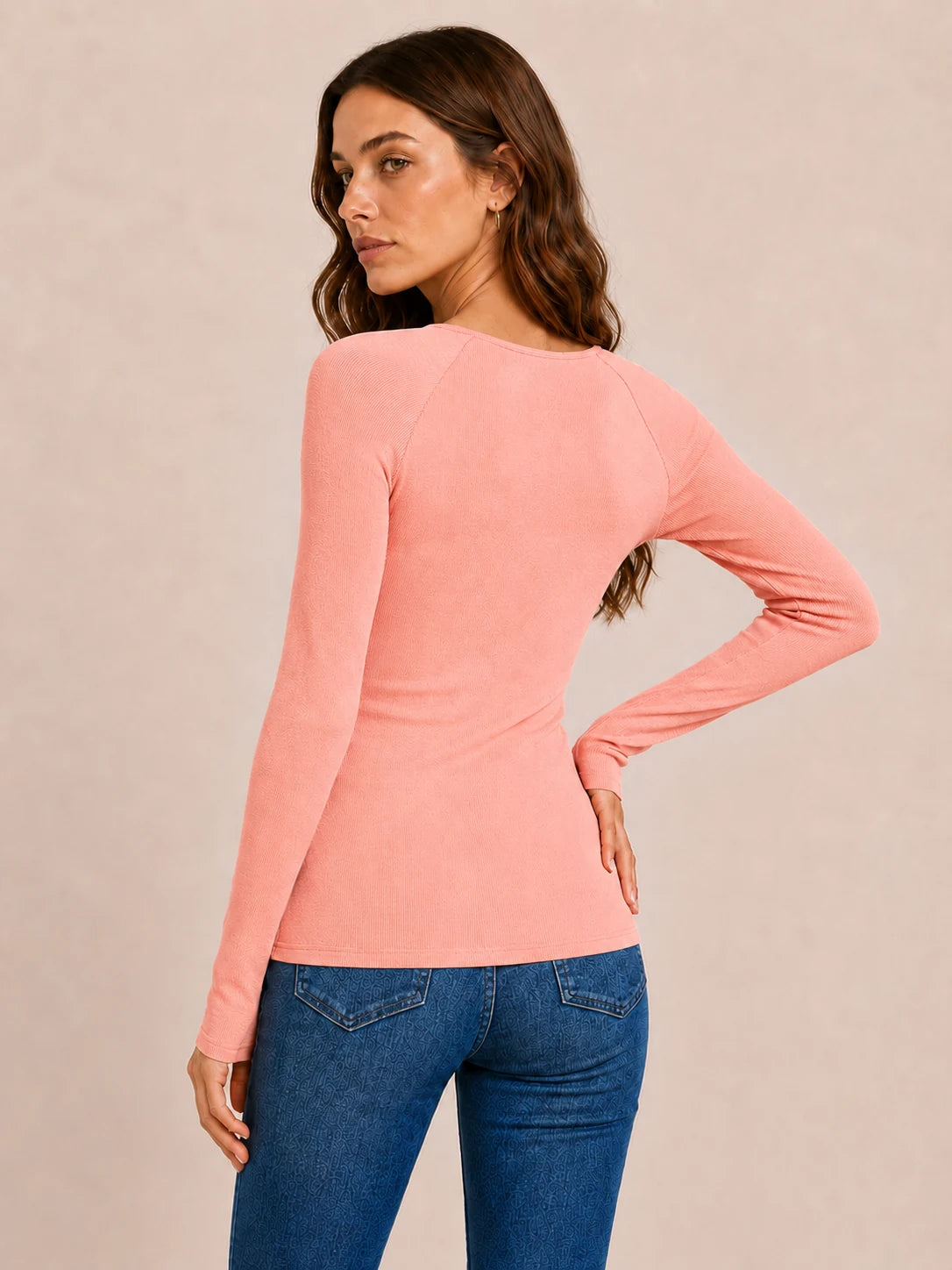 Tankaneo Women's Long Sleeve Henley Tunic Top