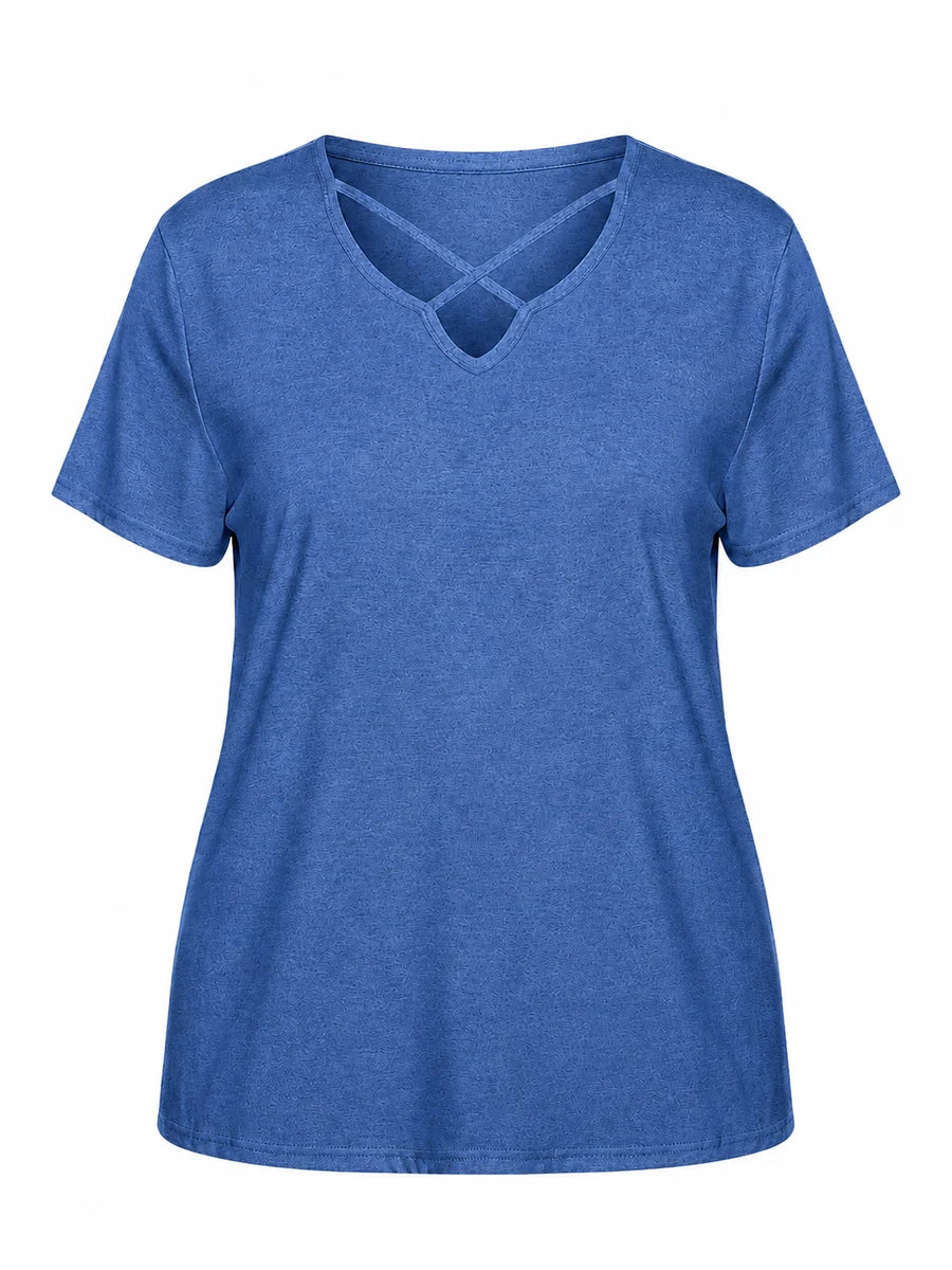 Tankaneo Women's Cross-Front V-Neck T-Shirt
