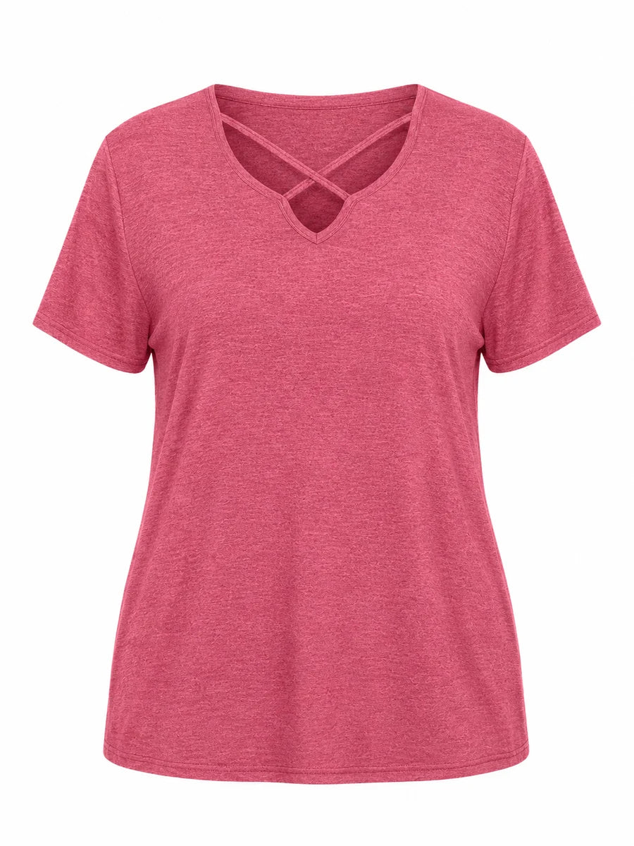Tankaneo Women's Cross-Front V-Neck T-Shirt