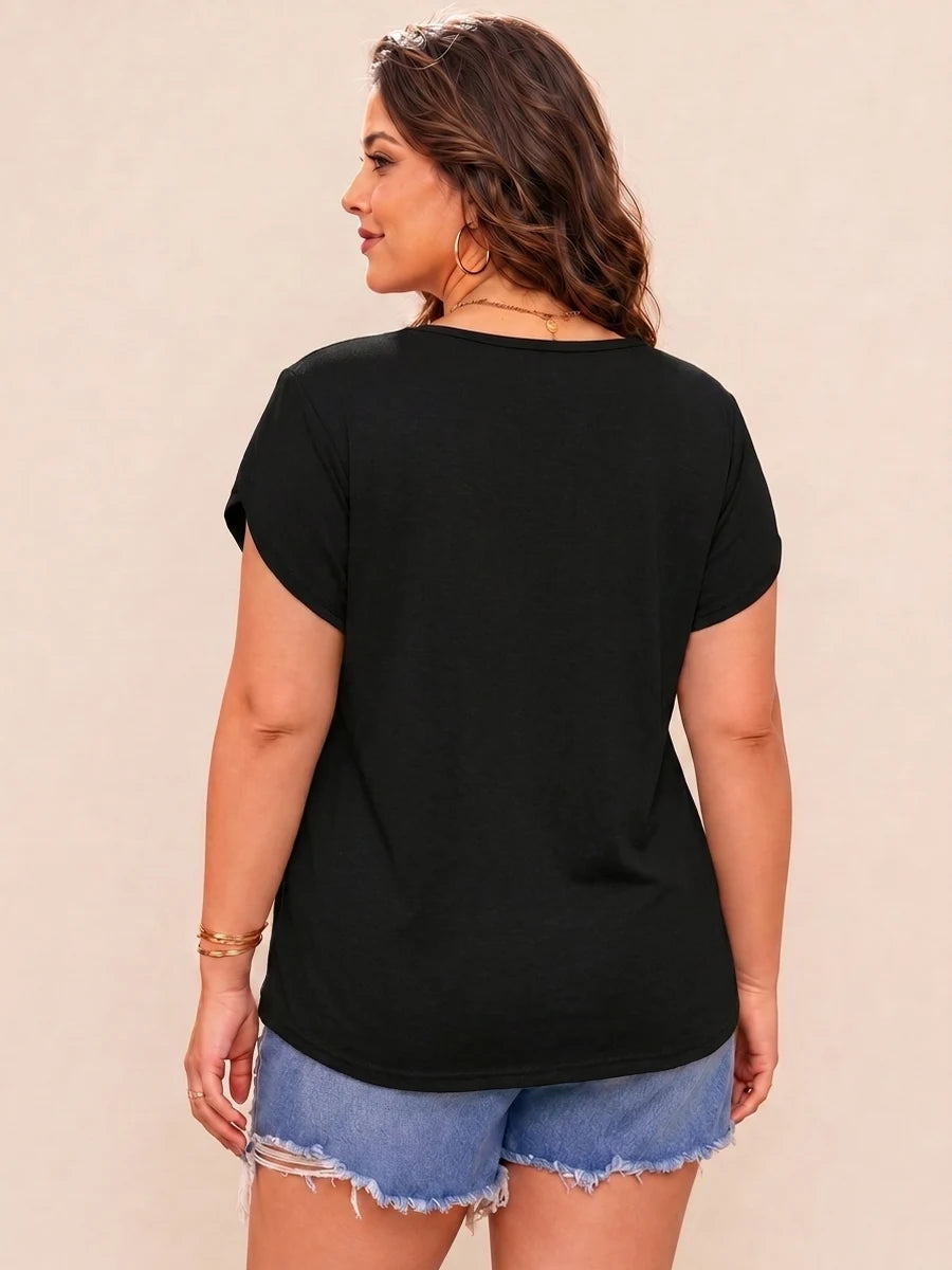 Tankaneo Women's Plus Size V-Neck T-Shirt