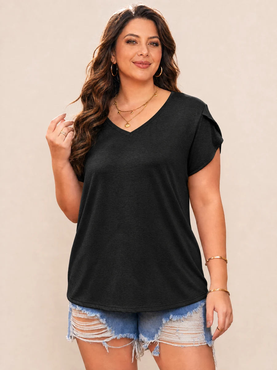 Tankaneo Women's Plus Size V-Neck T-Shirt