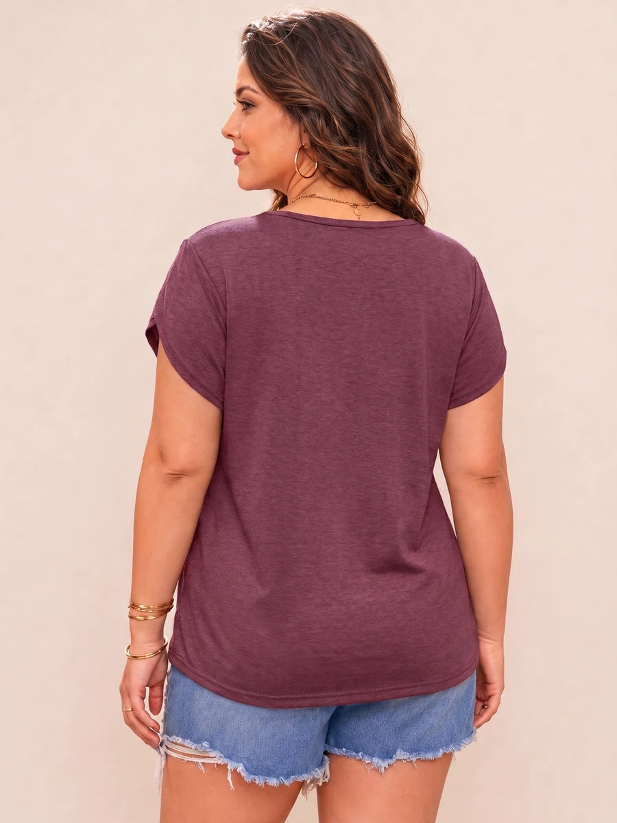 Tankaneo Women's Plus Size V-Neck T-Shirt