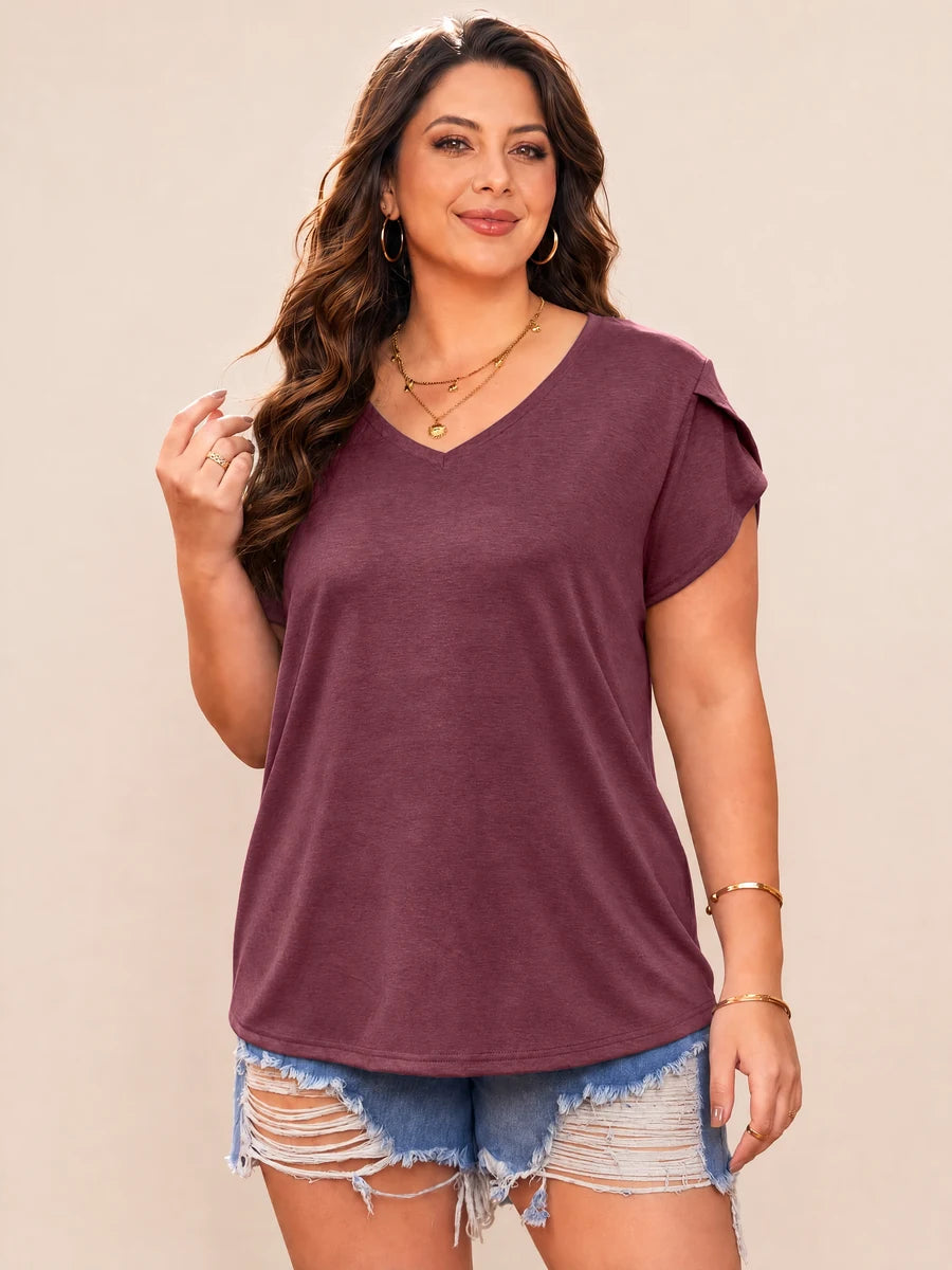Tankaneo Women's Plus Size V-Neck T-Shirt