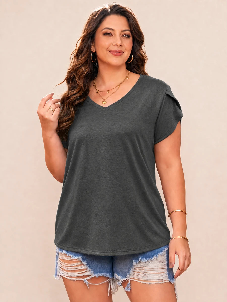 Tankaneo Women's Plus Size V-Neck T-Shirt