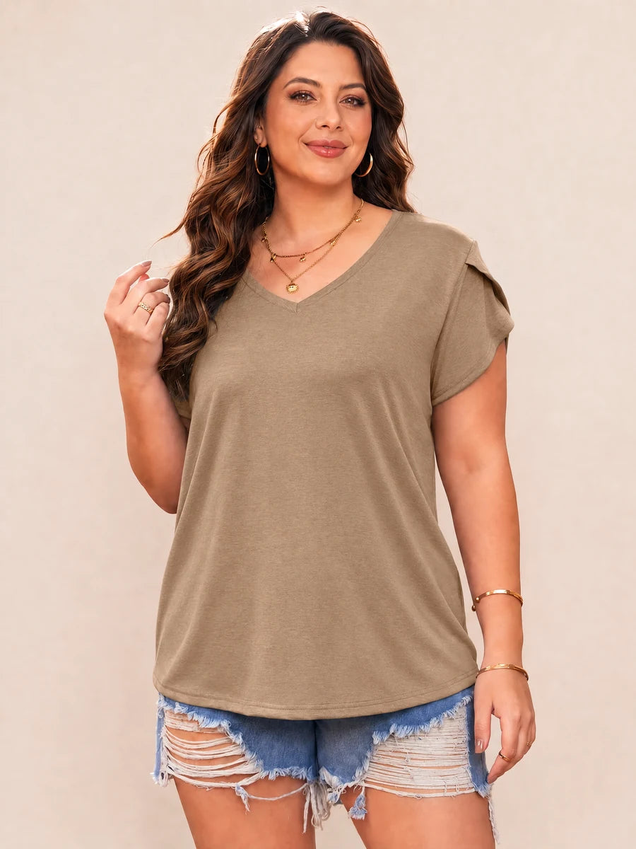 Tankaneo Women's Plus Size V-Neck T-Shirt