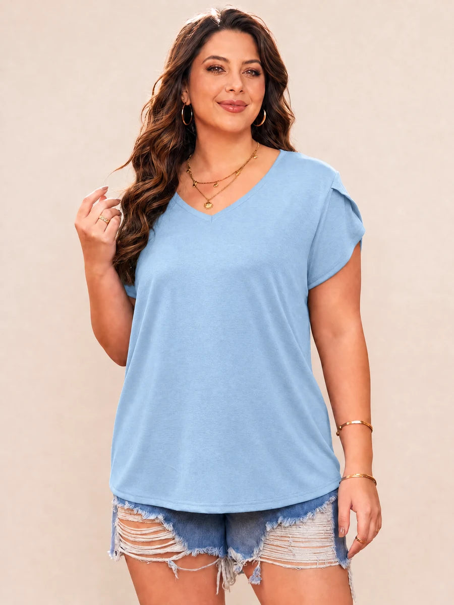 Tankaneo Women's Plus Size V-Neck T-Shirt