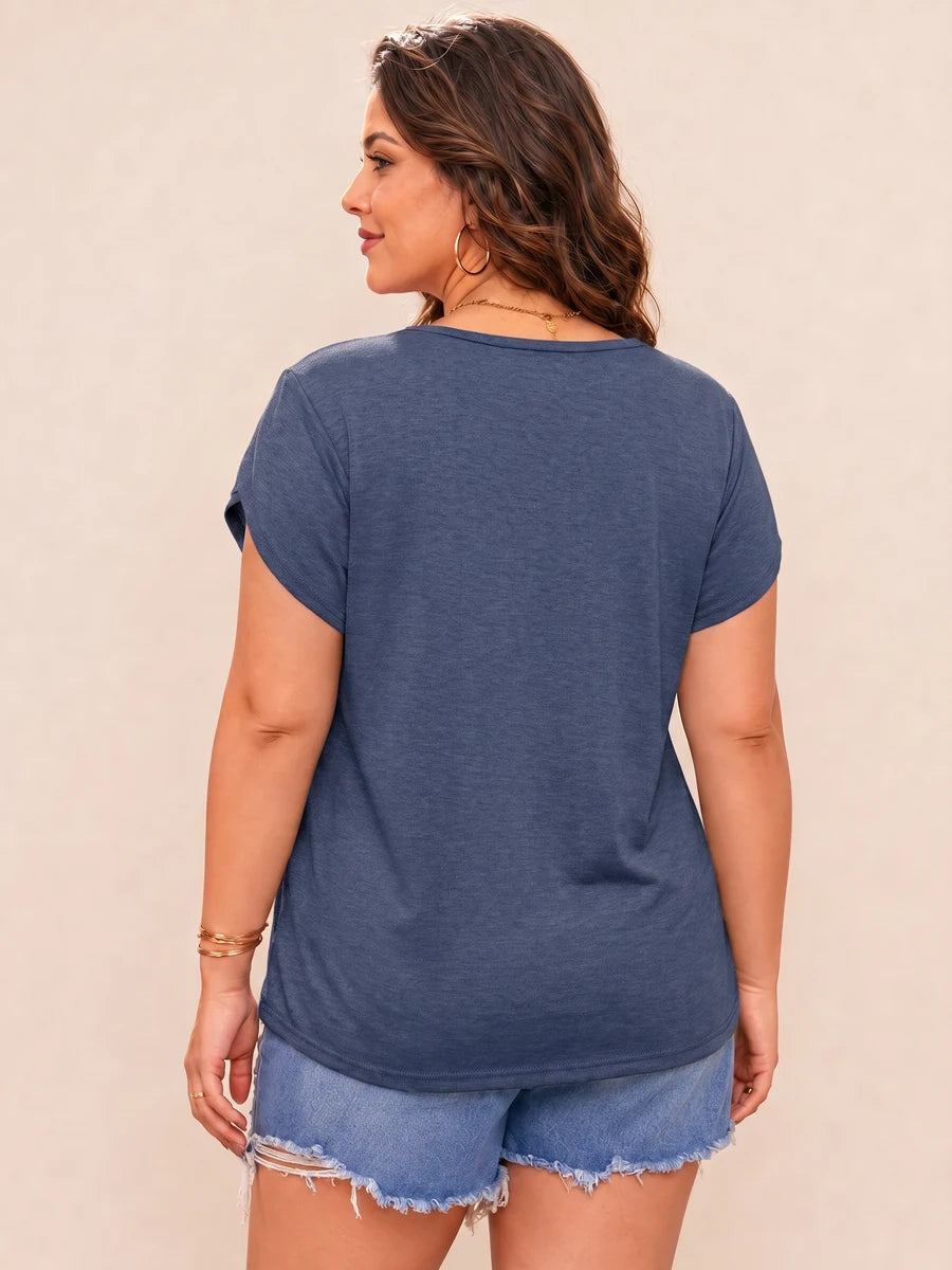 Tankaneo Women's Plus Size V-Neck T-Shirt