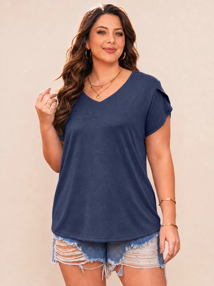 Tankaneo Women's Plus Size V-Neck T-Shirt