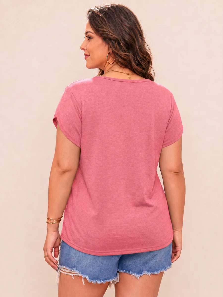 Tankaneo Women's Plus Size V-Neck T-Shirt