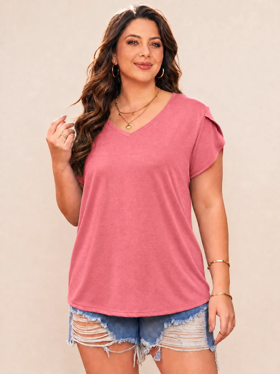 Tankaneo Women's Plus Size V-Neck T-Shirt