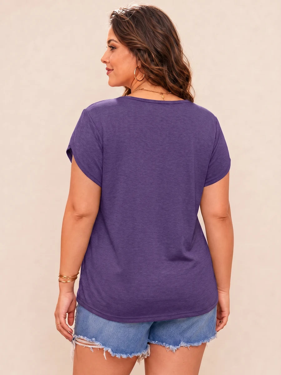 Tankaneo Women's Plus Size V-Neck T-Shirt