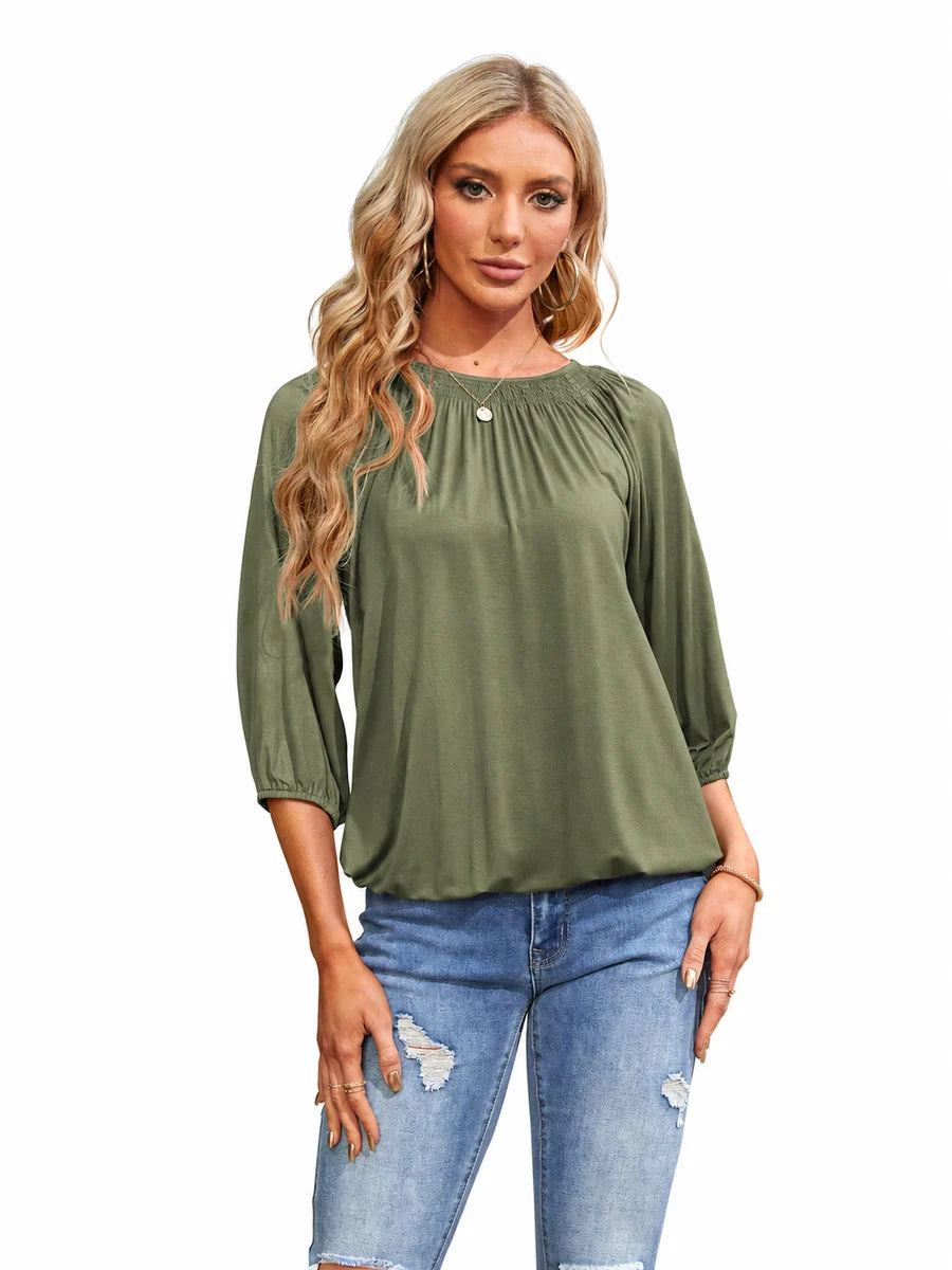 Tankaneo Women's Crew Neck 3/4 Sleeve Top