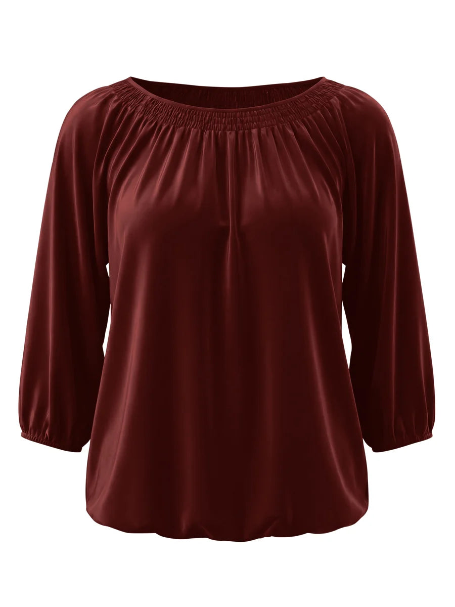 Tankaneo Women's Crew Neck 3/4 Sleeve Top