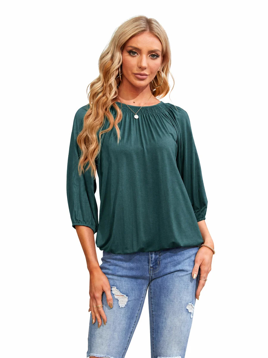 Tankaneo Women's Crew Neck 3/4 Sleeve Top