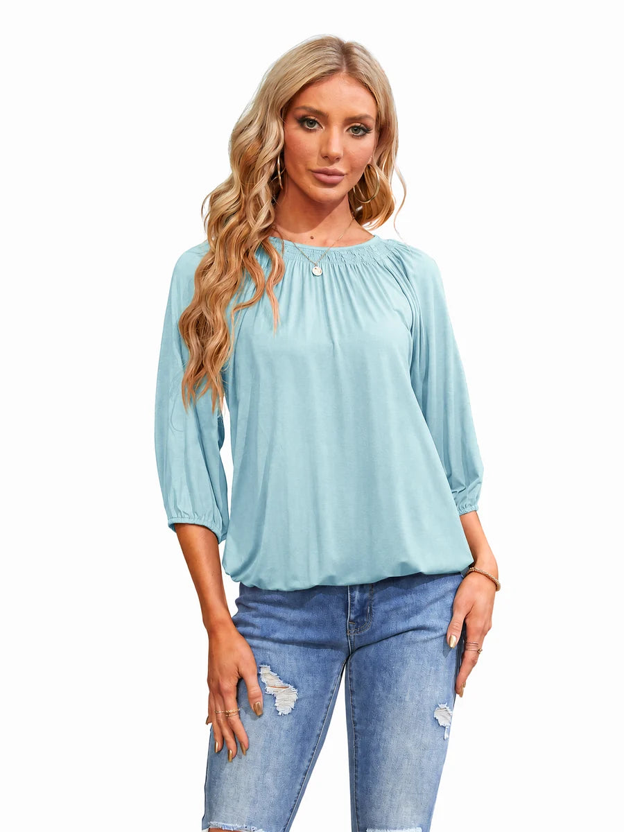 Tankaneo Women's Crew Neck 3/4 Sleeve Top