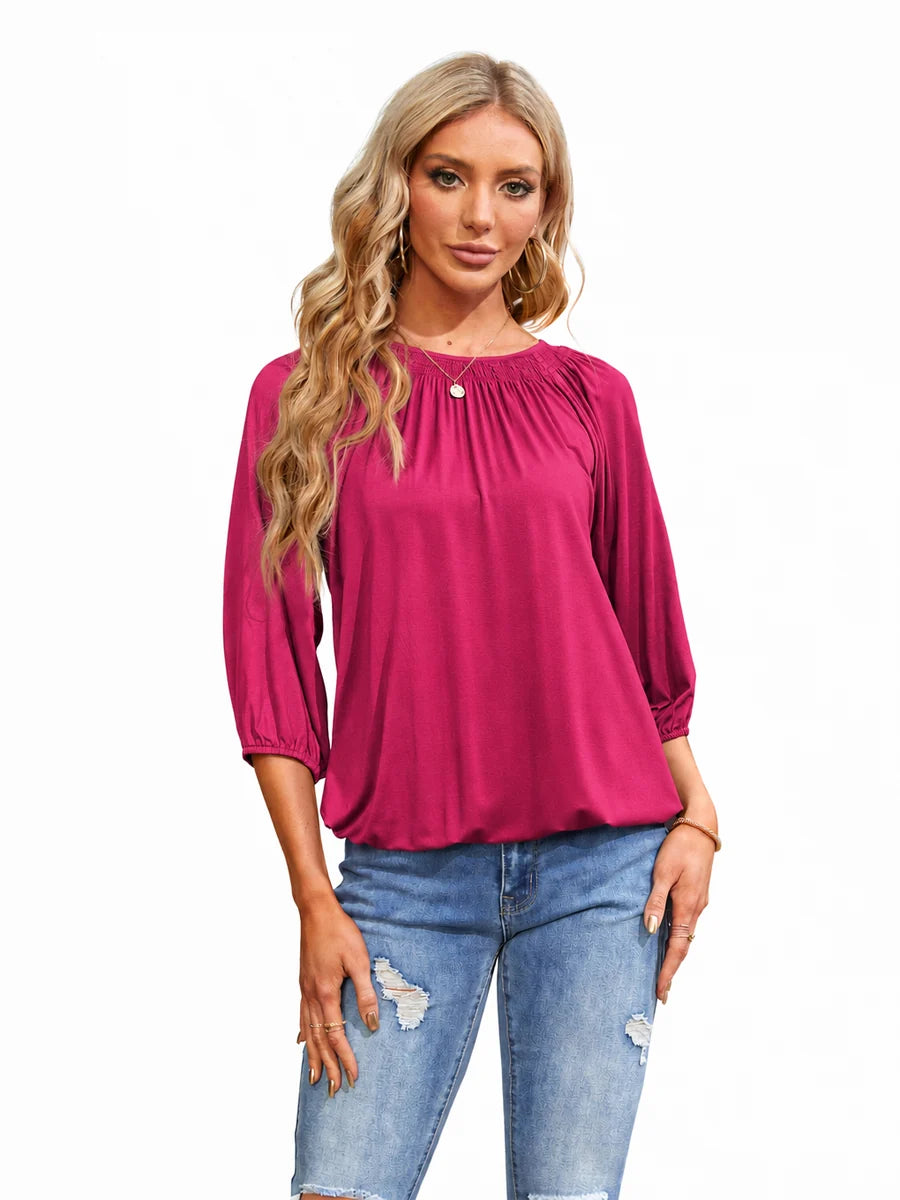 Tankaneo Women's Crew Neck 3/4 Sleeve Top