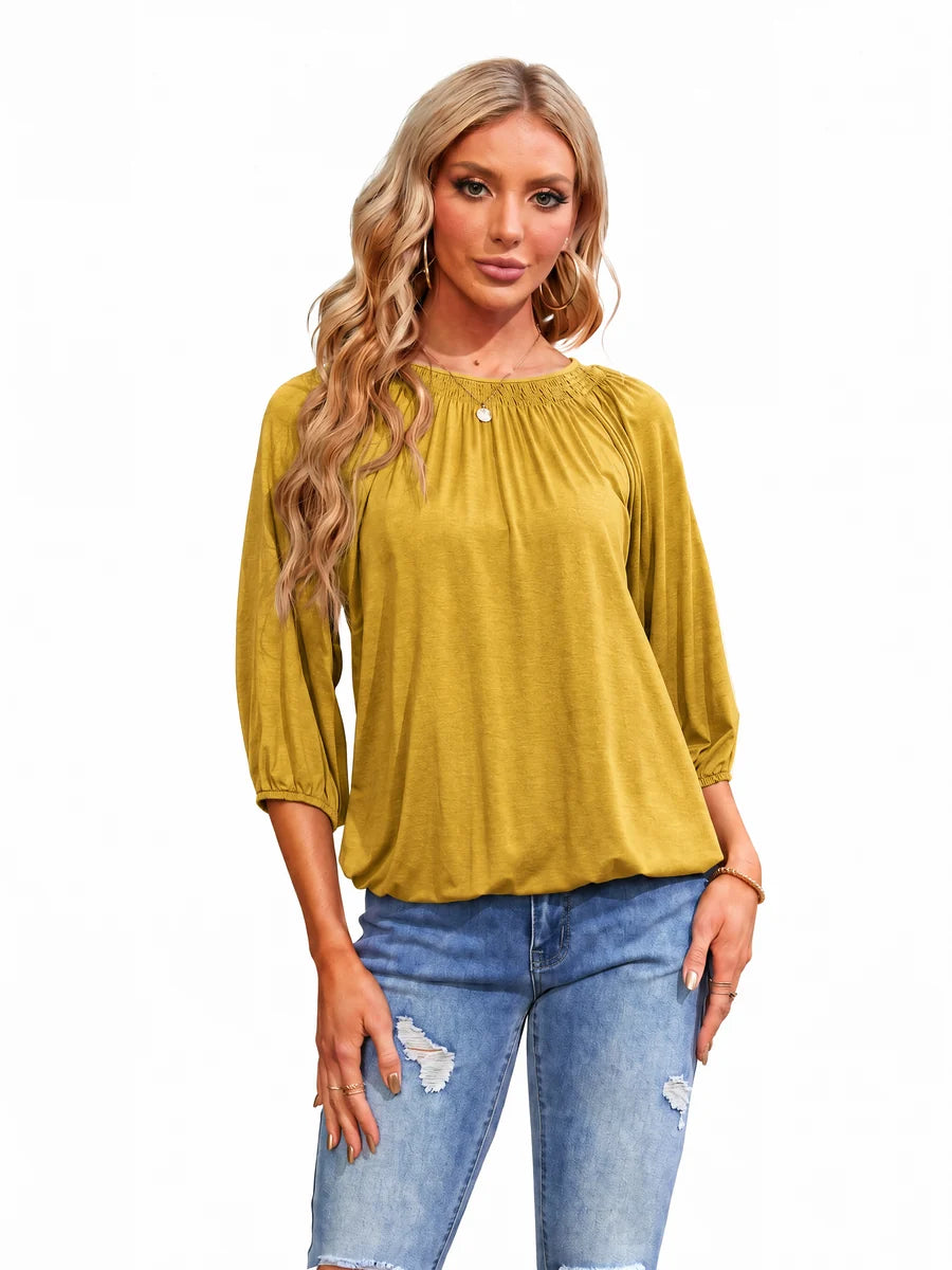 Tankaneo Women's Crew Neck 3/4 Sleeve Top