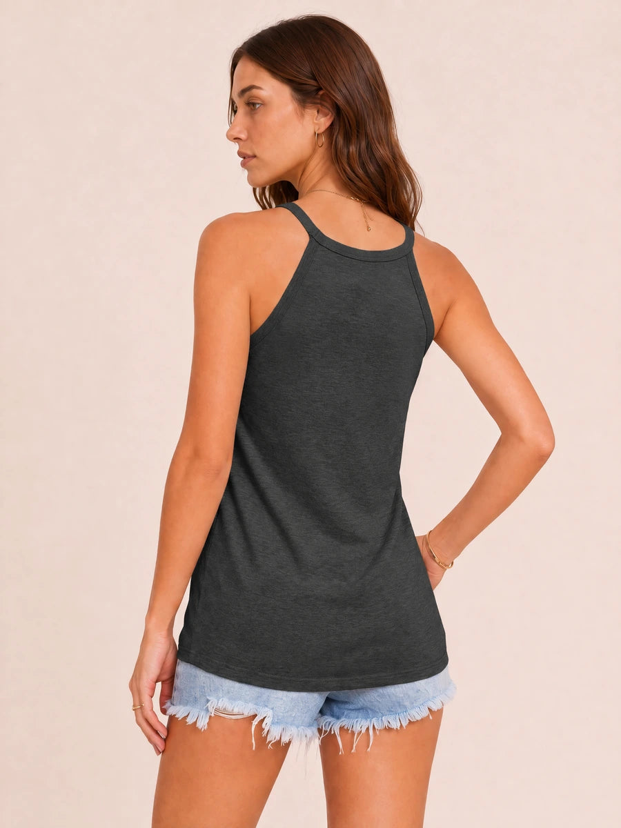 Tankaneo Women's High Neck Halter Tank Top
