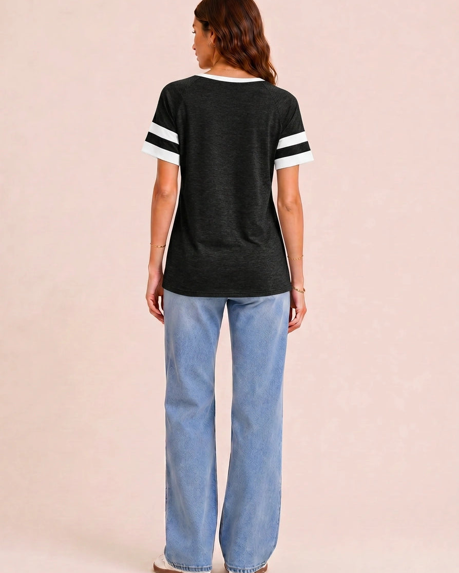 Tankaneo Women's Color Block V-Neck Tunic Top