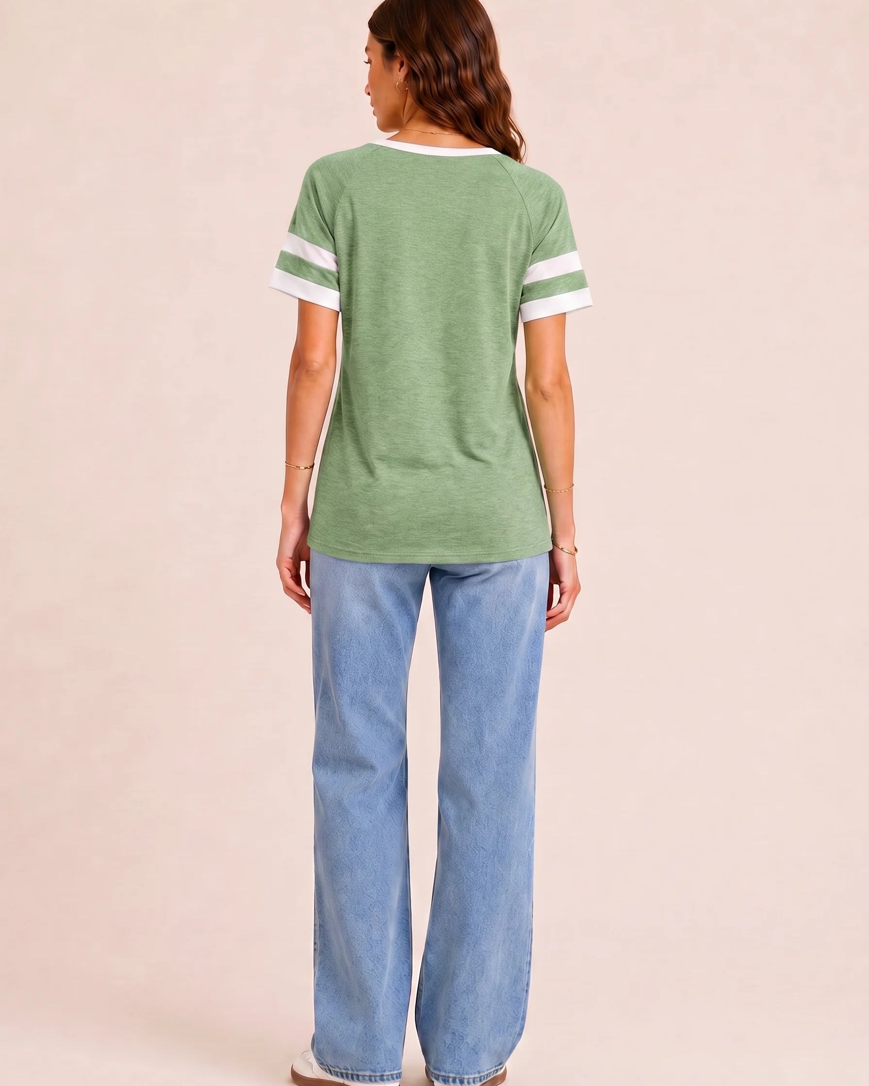 Tankaneo Women's Color Block V-Neck Tunic Top