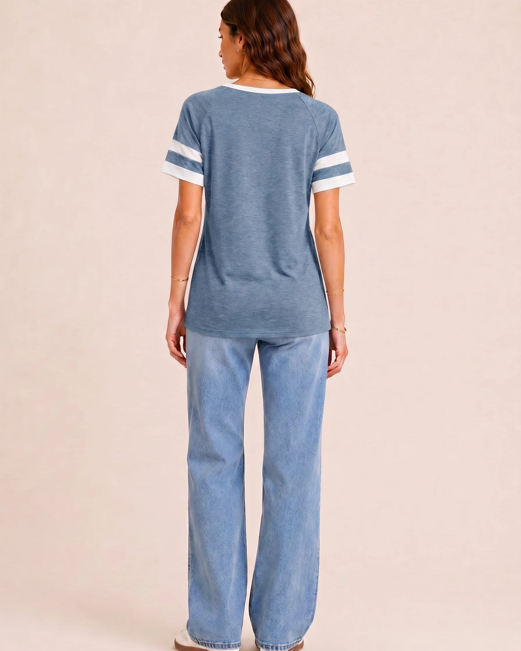 Tankaneo Women's Color Block V-Neck Tunic Top