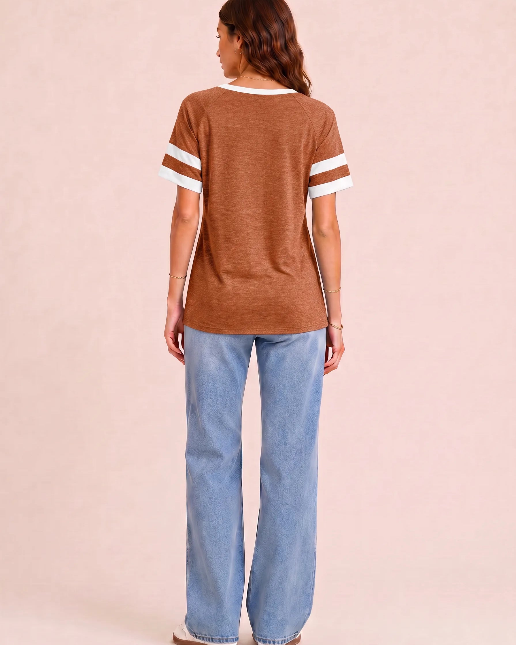 Tankaneo Women's Color Block V-Neck Tunic Top