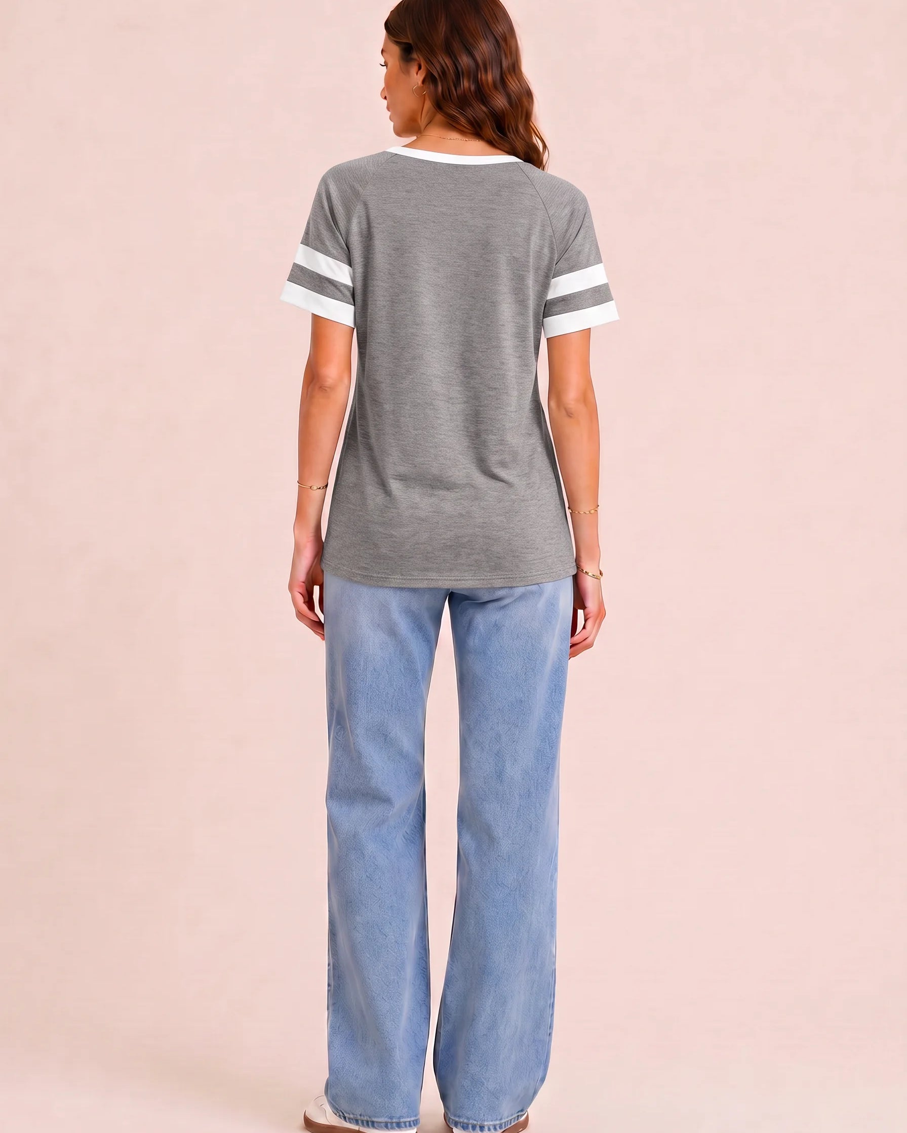 Tankaneo Women's Color Block V-Neck Tunic Top