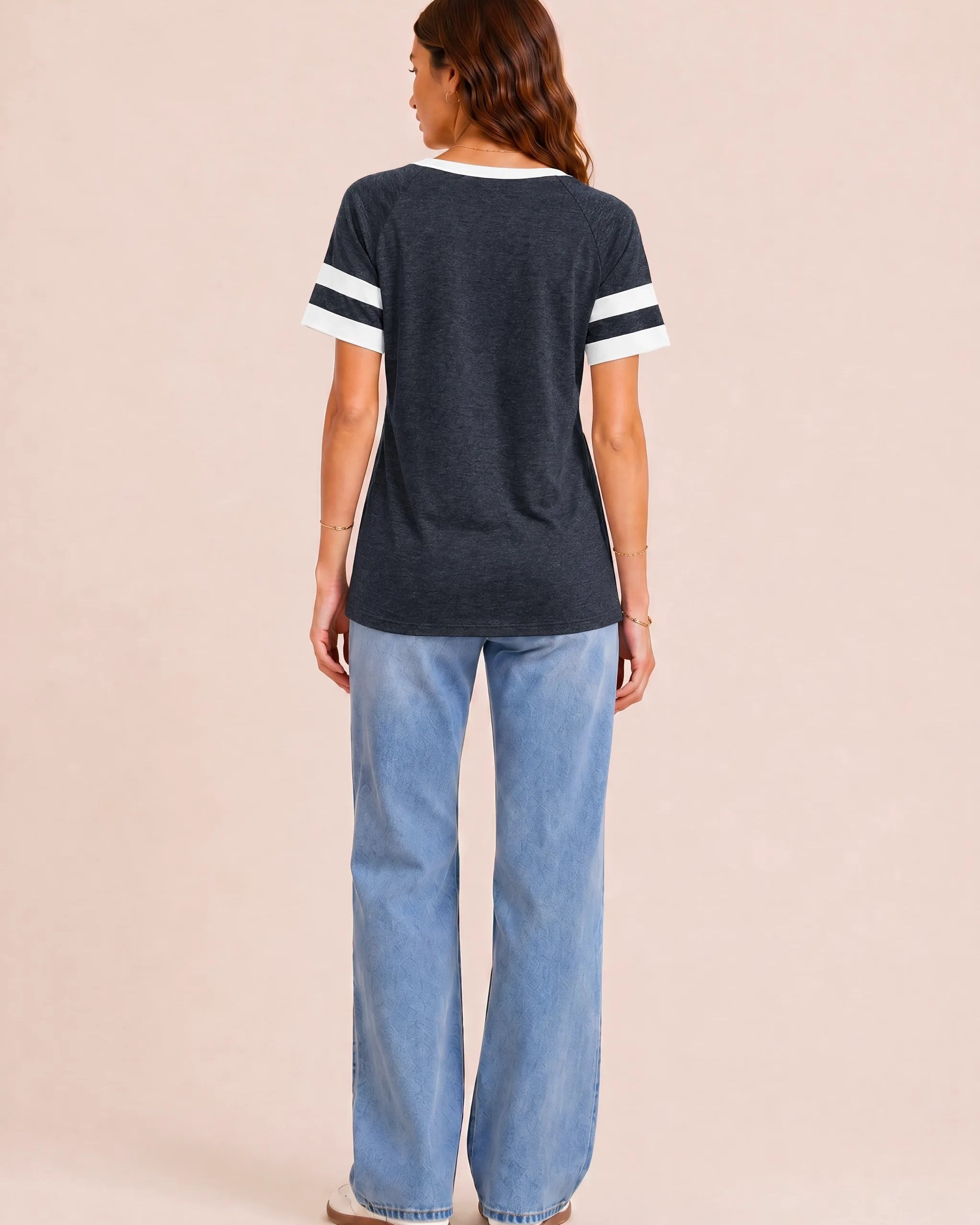 Tankaneo Women's Color Block V-Neck Tunic Top