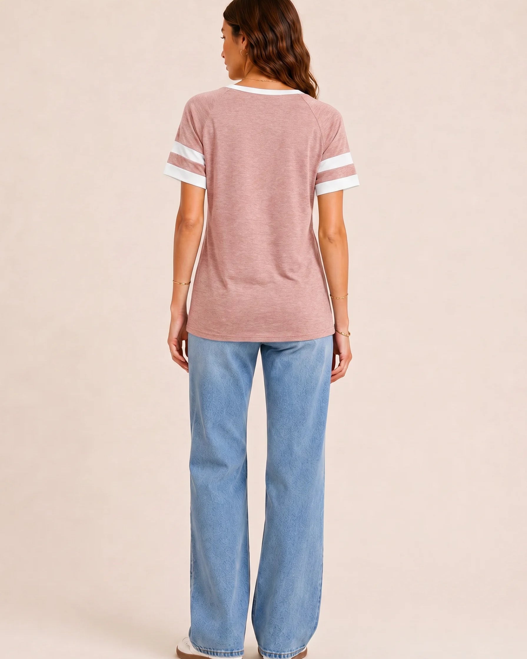 Tankaneo Women's Color Block V-Neck Tunic Top