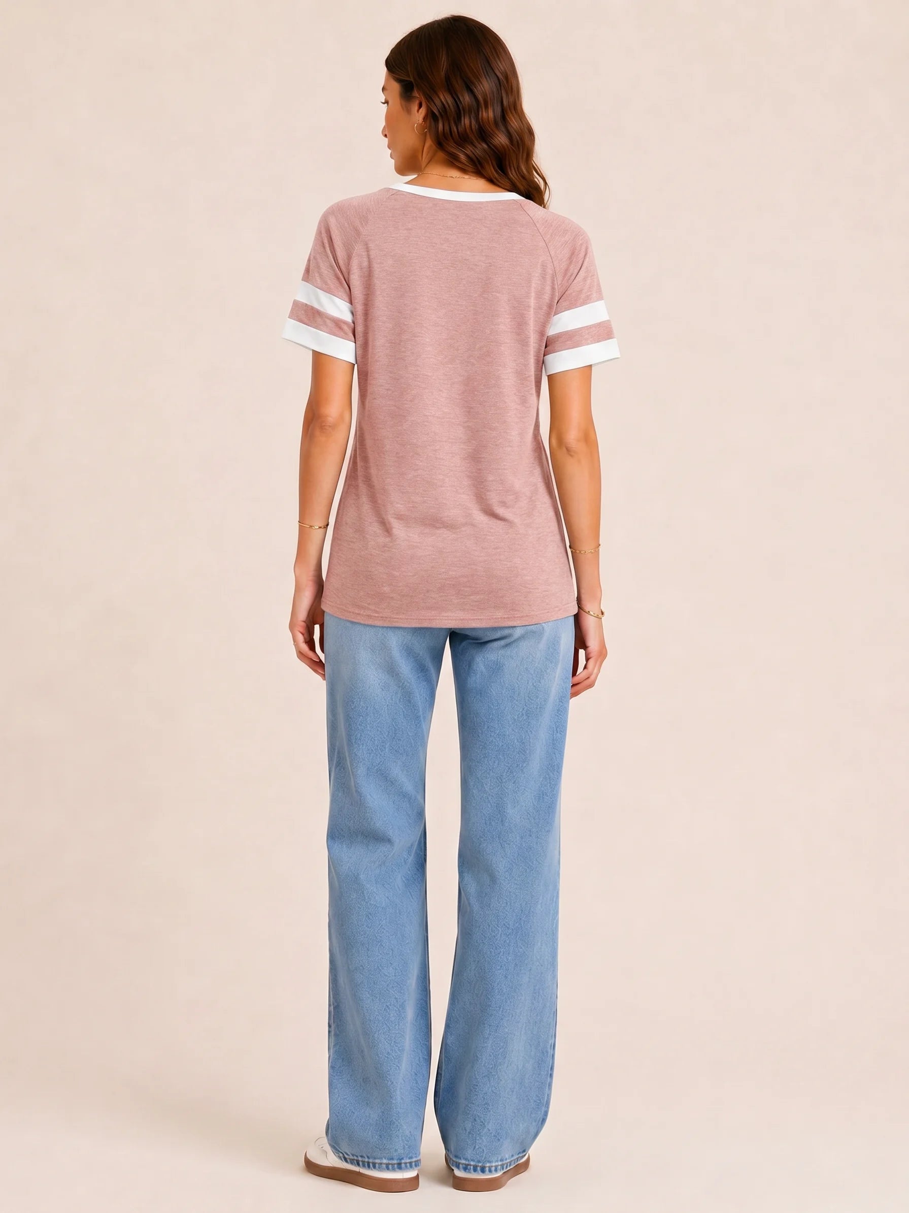 Tankaneo Women's Color Block V-Neck Tunic Top