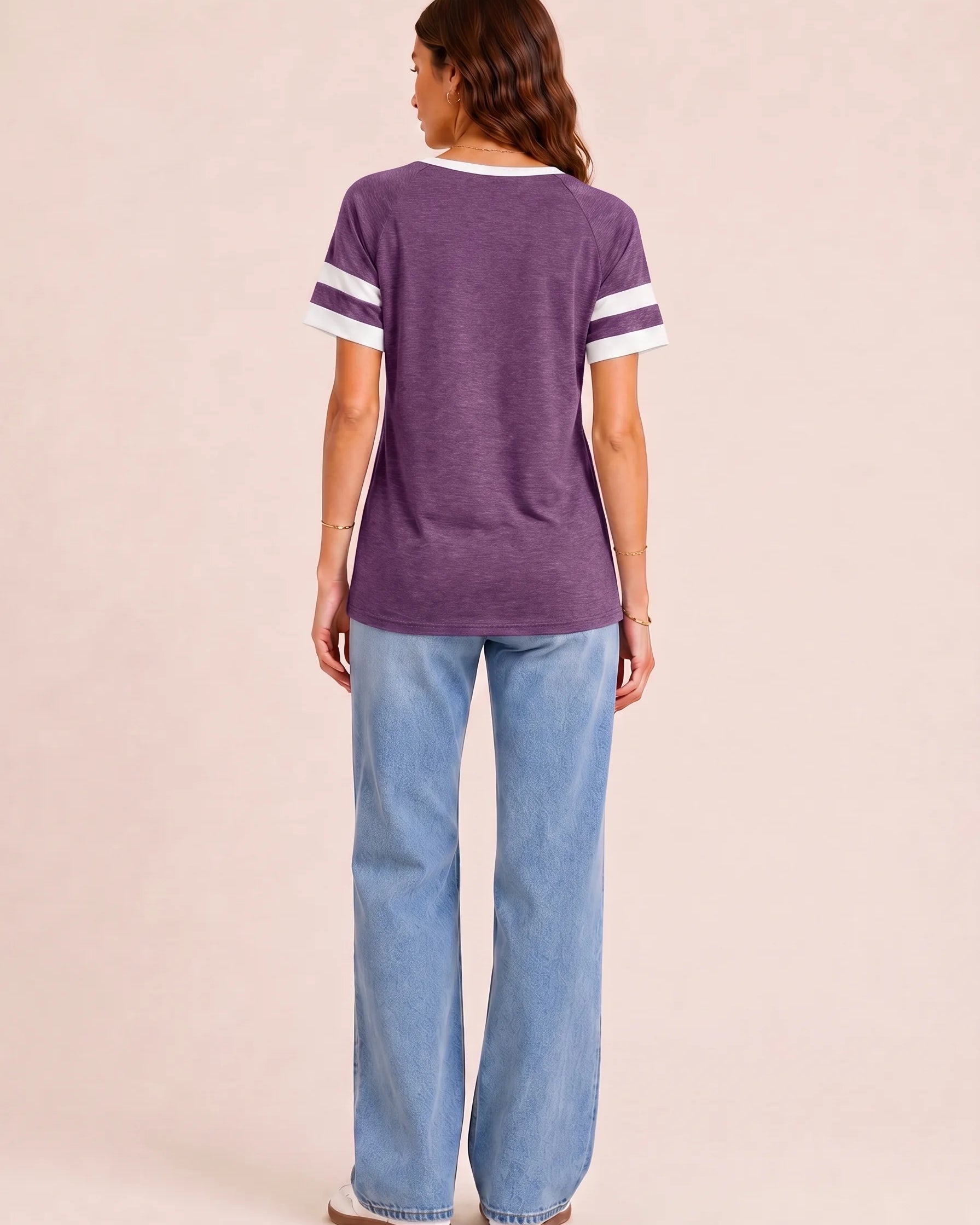 Tankaneo Women's Color Block V-Neck Tunic Top