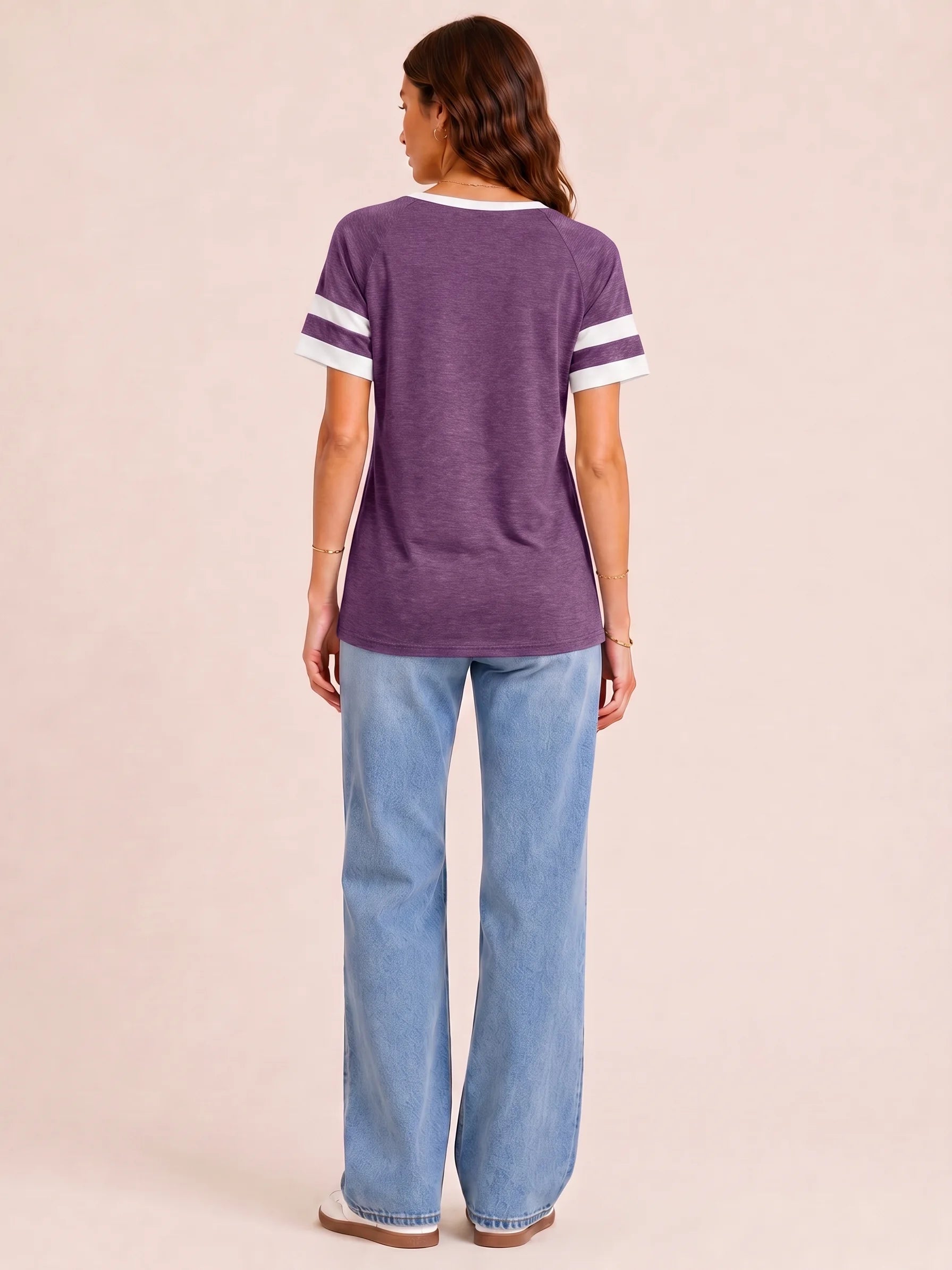 Tankaneo Women's Color Block V-Neck Tunic Top