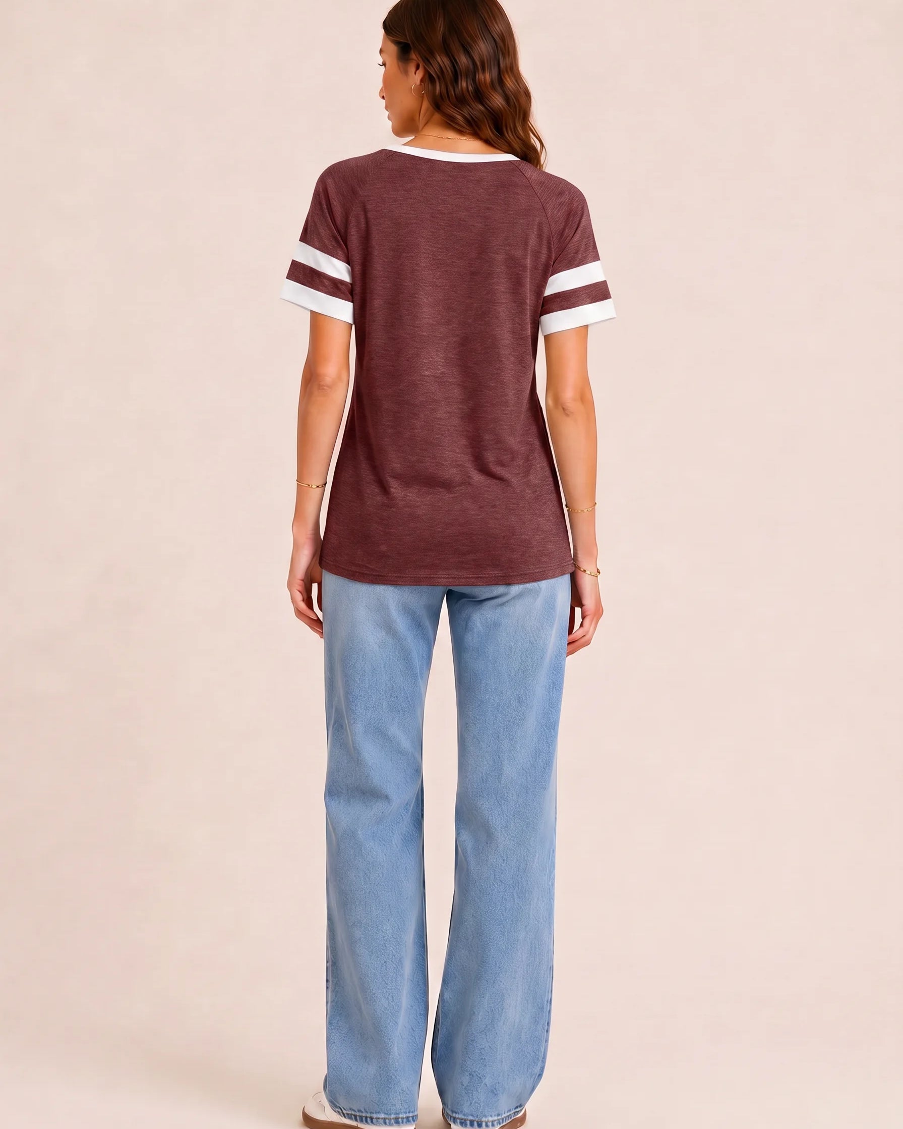 Tankaneo Women's Color Block V-Neck Tunic Top