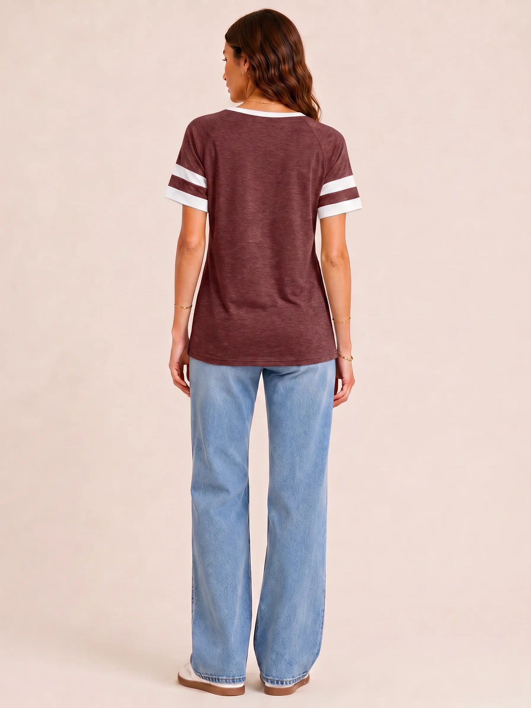 Tankaneo Women's Color Block V-Neck Tunic Top