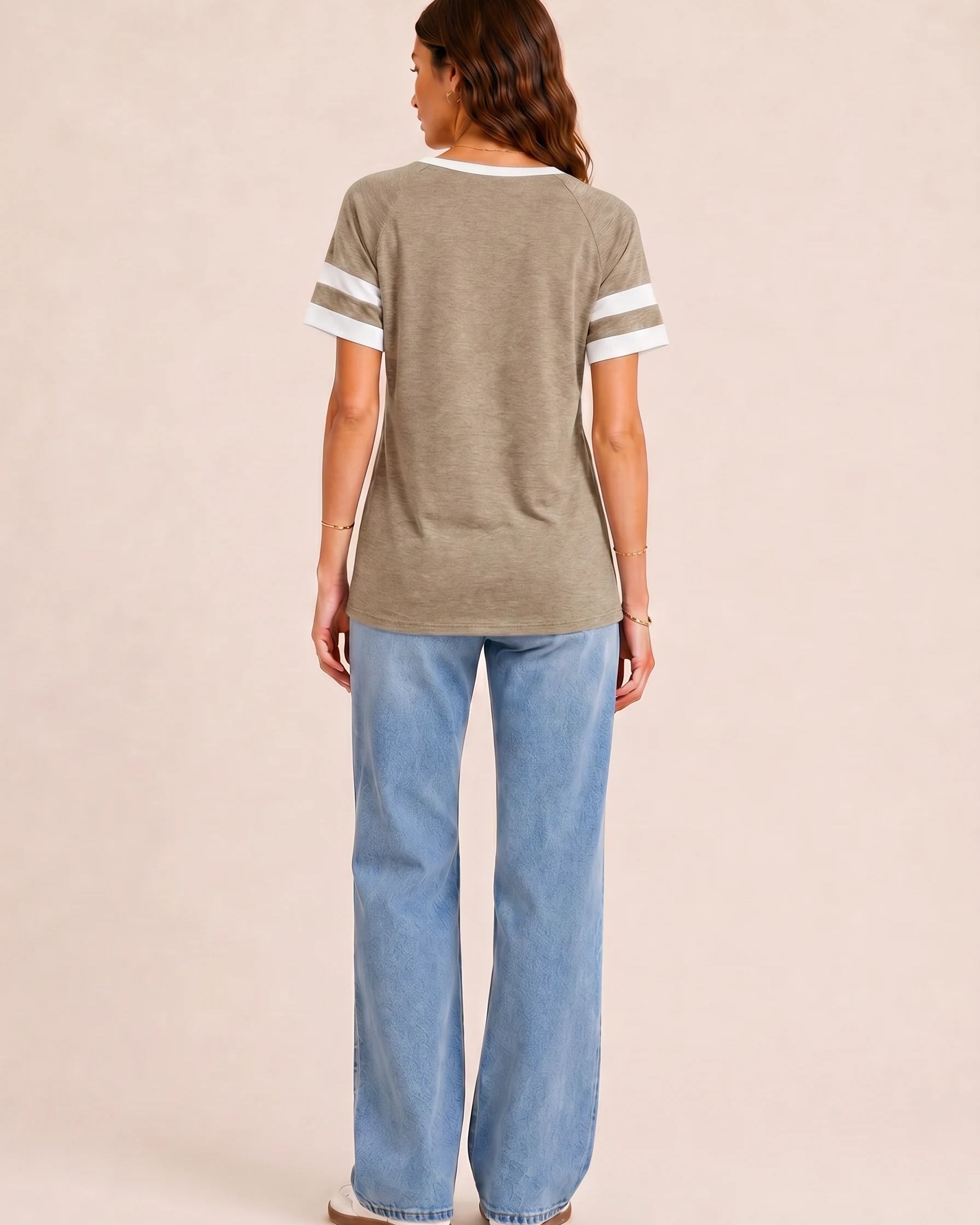Tankaneo Women's Color Block V-Neck Tunic Top