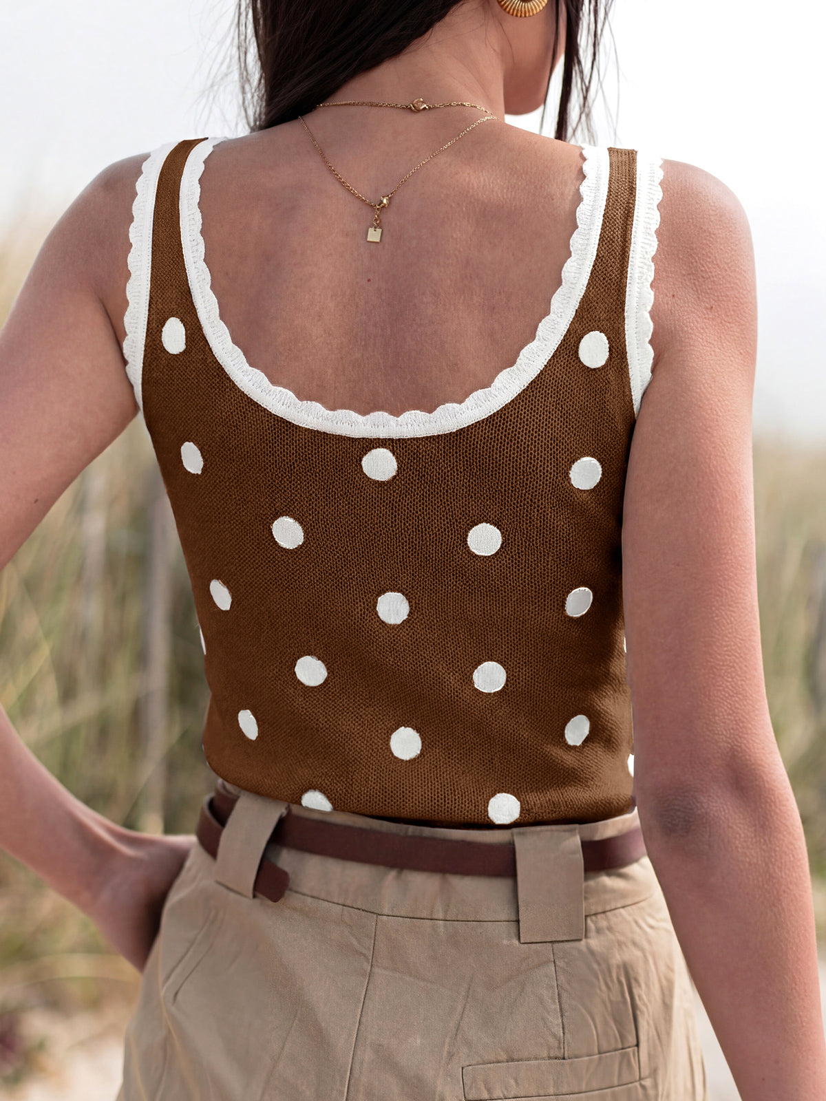 Tankaneo Womens V Neck Polka Dot Tank Tops 2026 Sleeveless Ribbed Knit Shirts Summer Casual Sexy Sweater Vest