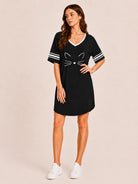 Tankaneo Women's Oversized V-Neck Sleep Shirt
