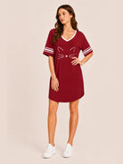 Tankaneo Women's Oversized V-Neck Sleep Shirt