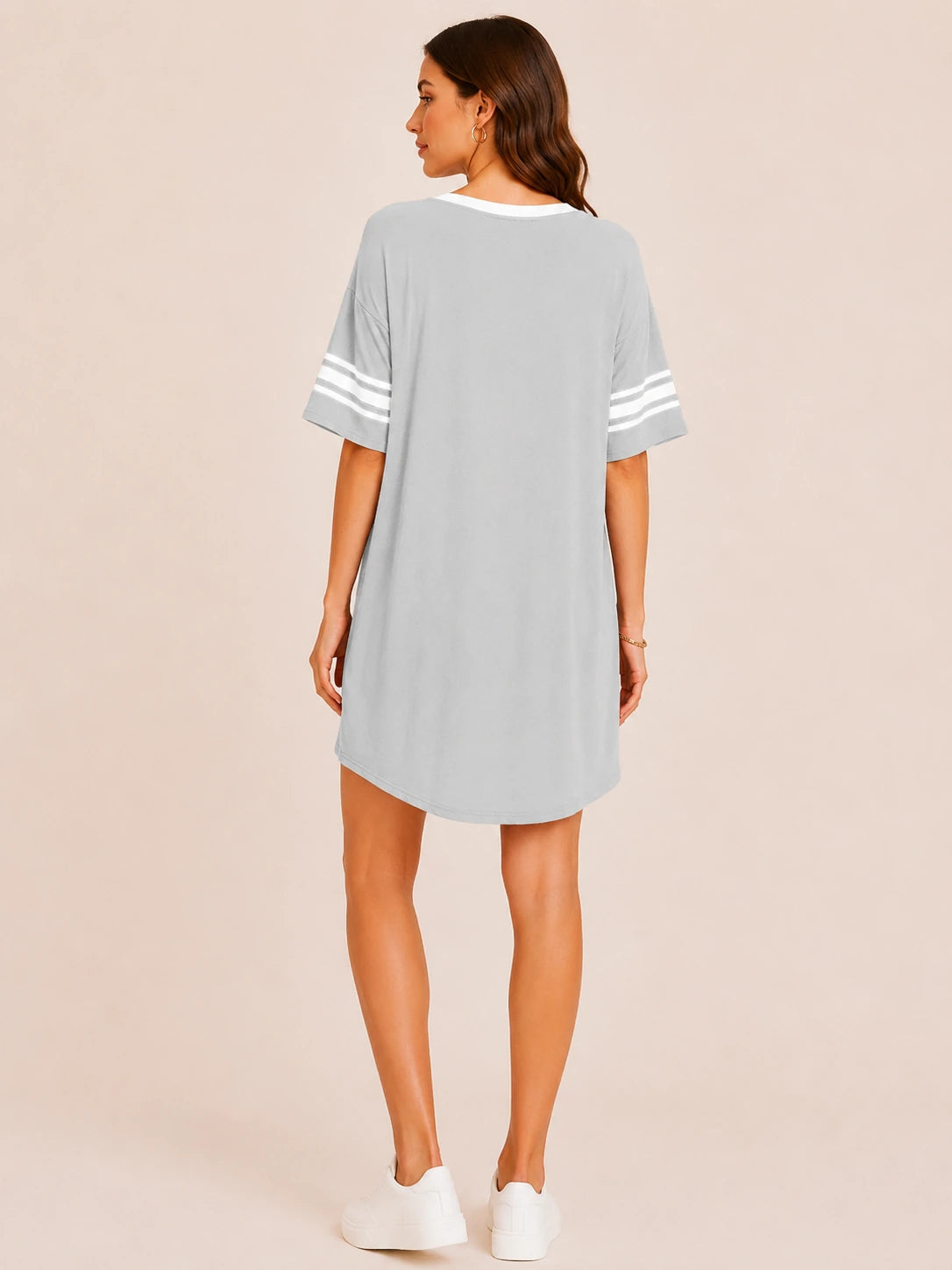Tankaneo Women's Oversized V-Neck Sleep Shirt