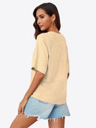 Tankaneo Women's Oversized 3/4 Sleeve Crewneck T-Shirt