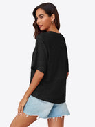 Tankaneo Women's Oversized 3/4 Sleeve Crewneck T-Shirt