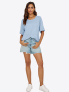 Tankaneo Women's Oversized 3/4 Sleeve Crewneck T-Shirt