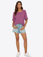 Tankaneo Women's Oversized 3/4 Sleeve Crewneck T-Shirt