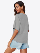 Tankaneo Women's Oversized 3/4 Sleeve Crewneck T-Shirt