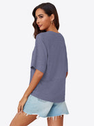 Tankaneo Women's Oversized 3/4 Sleeve Crewneck T-Shirt
