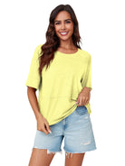 Tankaneo Women's Oversized 3/4 Sleeve Crewneck T-Shirt