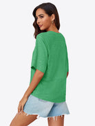 Tankaneo Women's Oversized 3/4 Sleeve Crewneck T-Shirt
