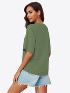 Tankaneo Women's Oversized 3/4 Sleeve Crewneck T-Shirt