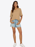 Tankaneo Women's Oversized 3/4 Sleeve Crewneck T-Shirt