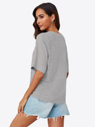Tankaneo Women's Oversized 3/4 Sleeve Crewneck T-Shirt